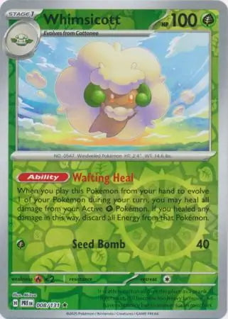 Prismatic Evolutions Whimsicott #008/131 reverse holo